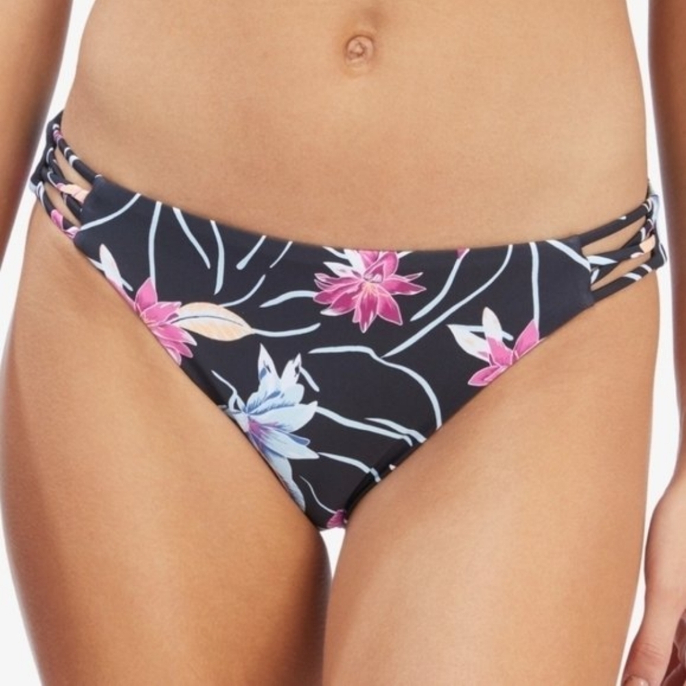 ROXY | Active Full Floral Mid Rise Bikini Bottoms Size Medium